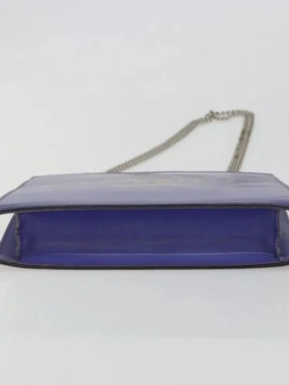 CHANEL Hologram Line Chain Shoulder Bag Nylon Purple Silver CC Auth bs35589A